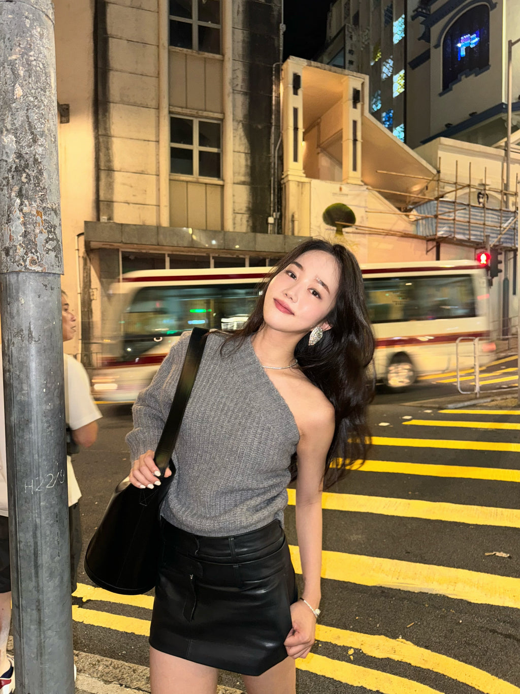 Low Double Eco Leather Skirt