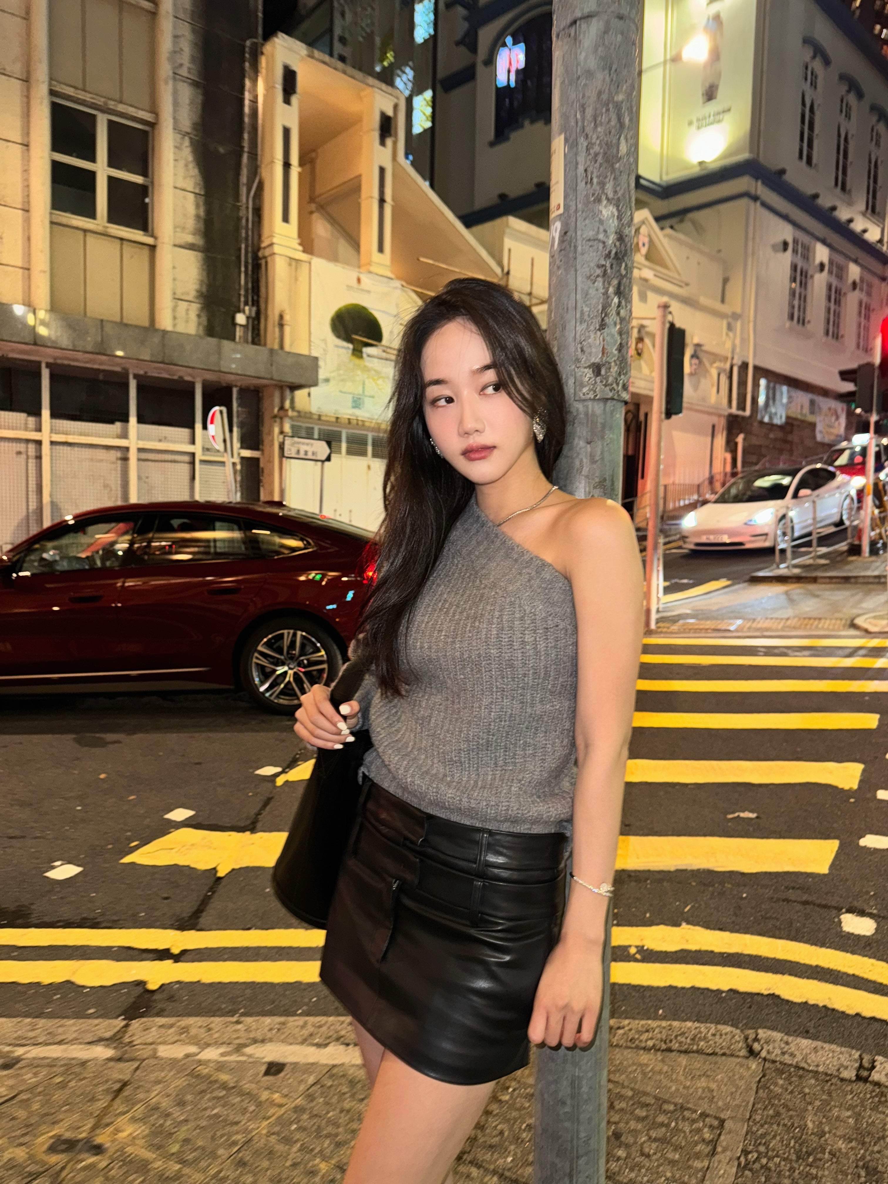 Low Double Eco Leather Skirt