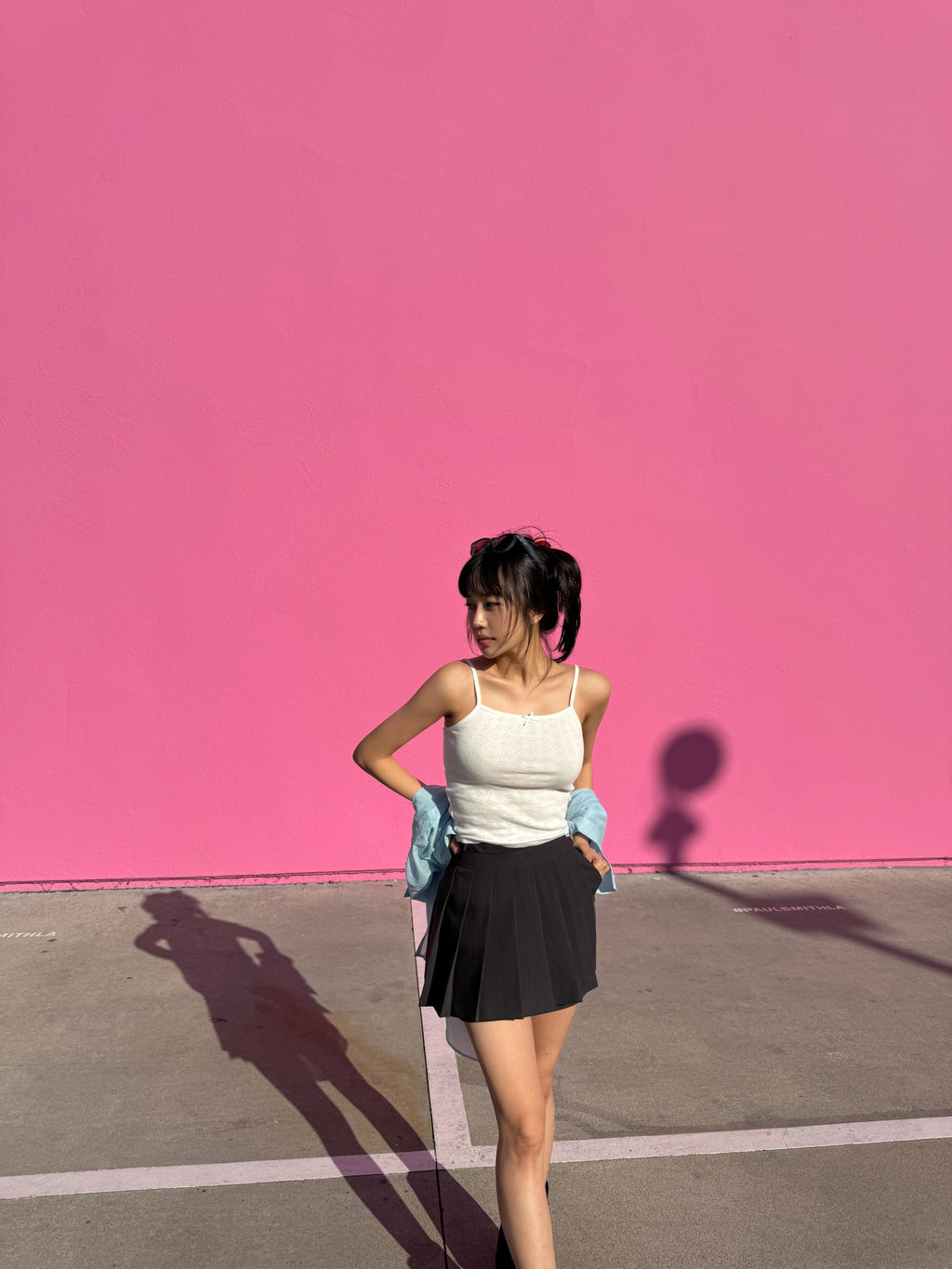 Pleats Layer Clip Miniskirt