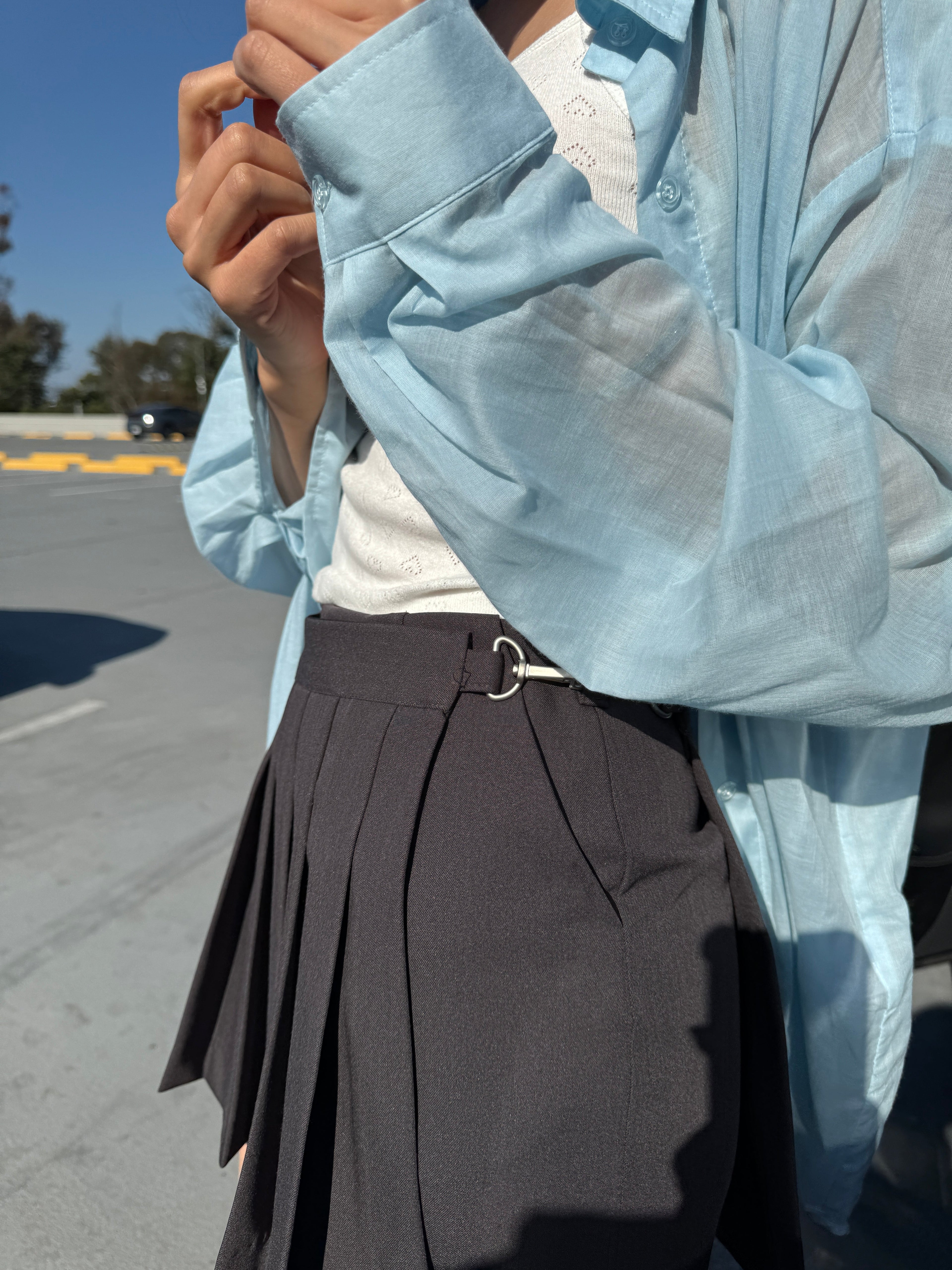 Pleats Layer Clip Miniskirt