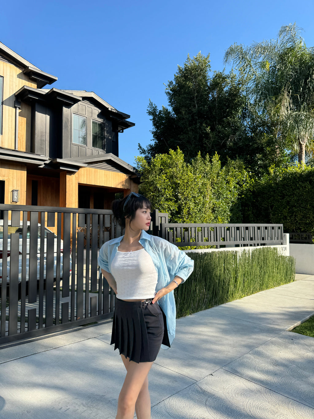 Pleats Layer Clip Miniskirt