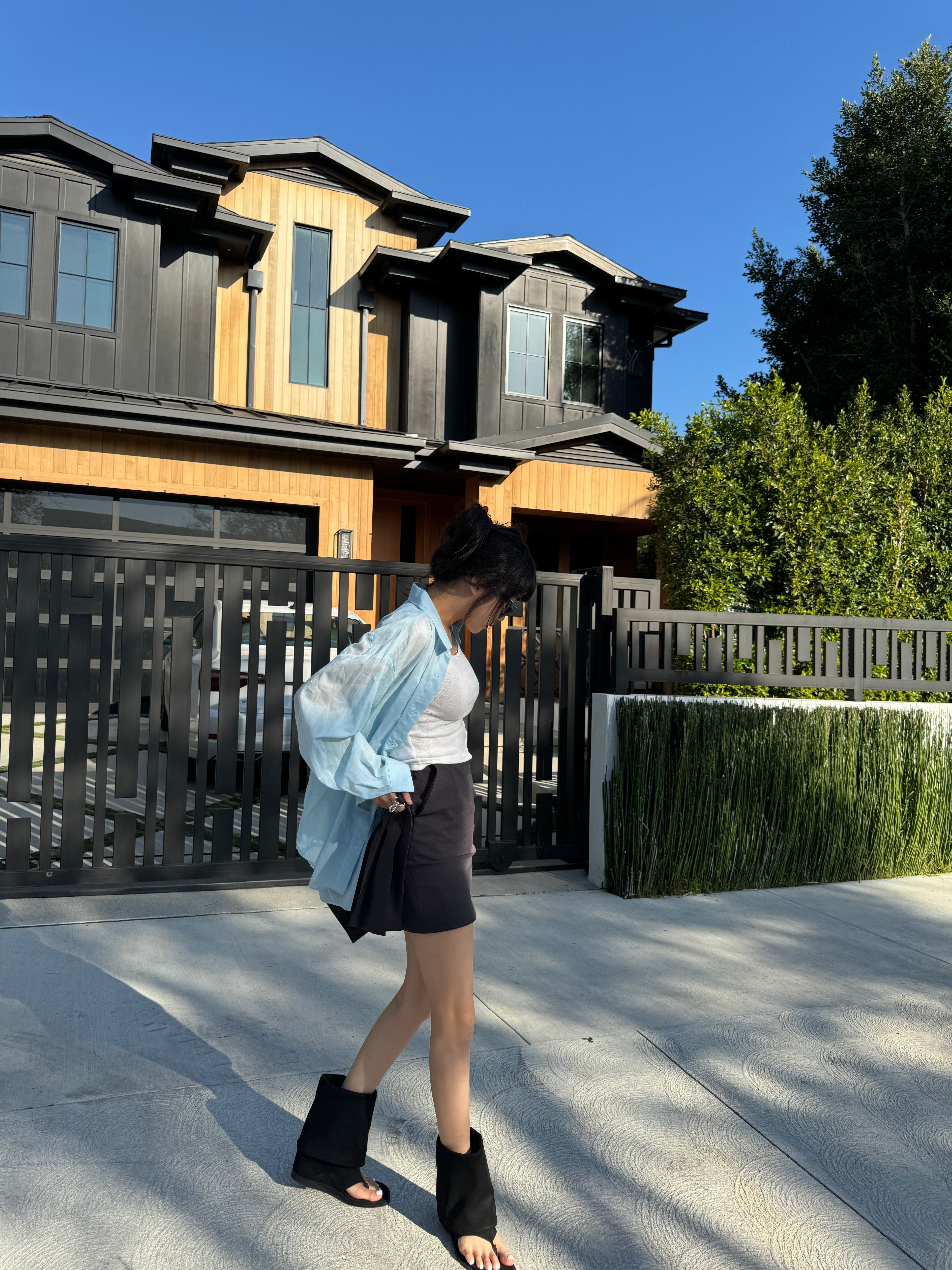 Pleats Layer Clip Miniskirt