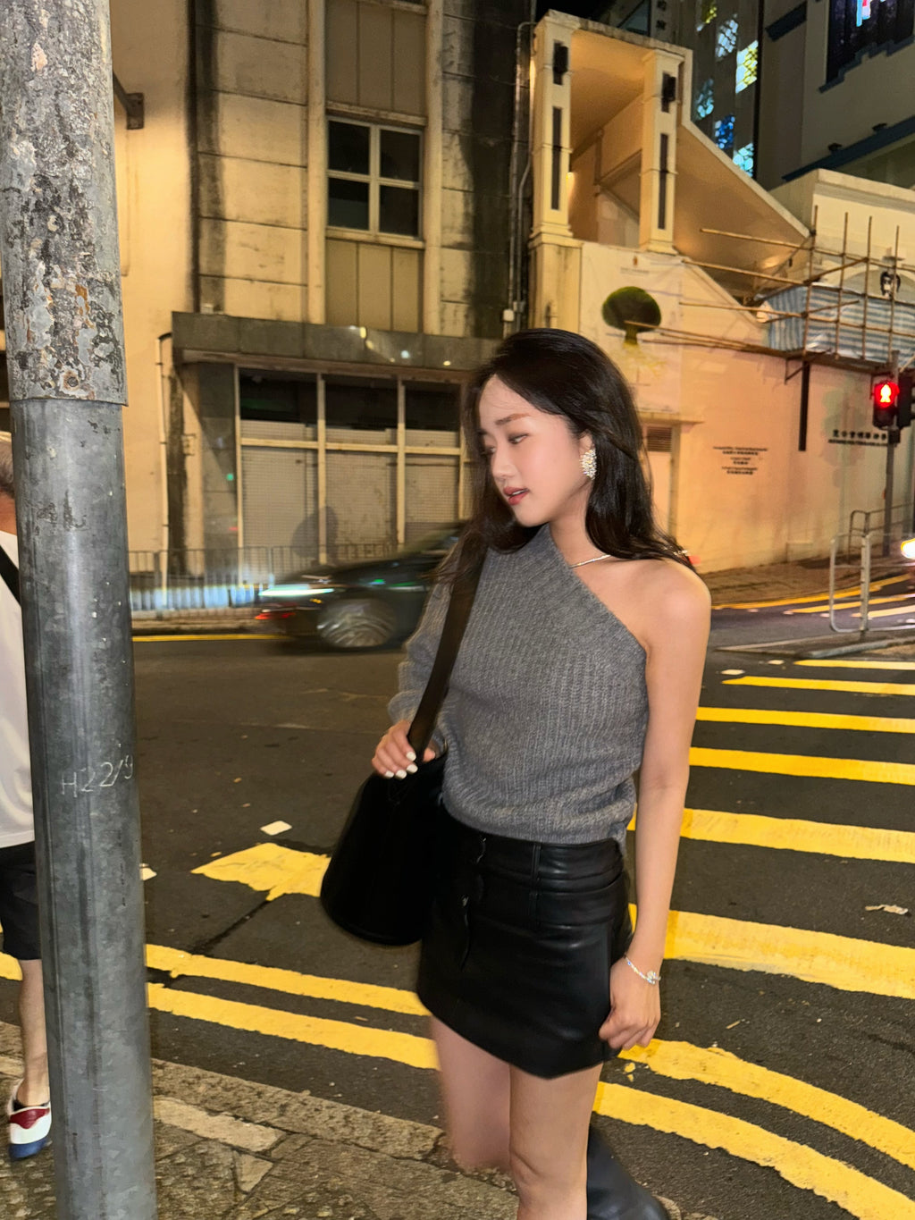 Low Double Eco Leather Skirt