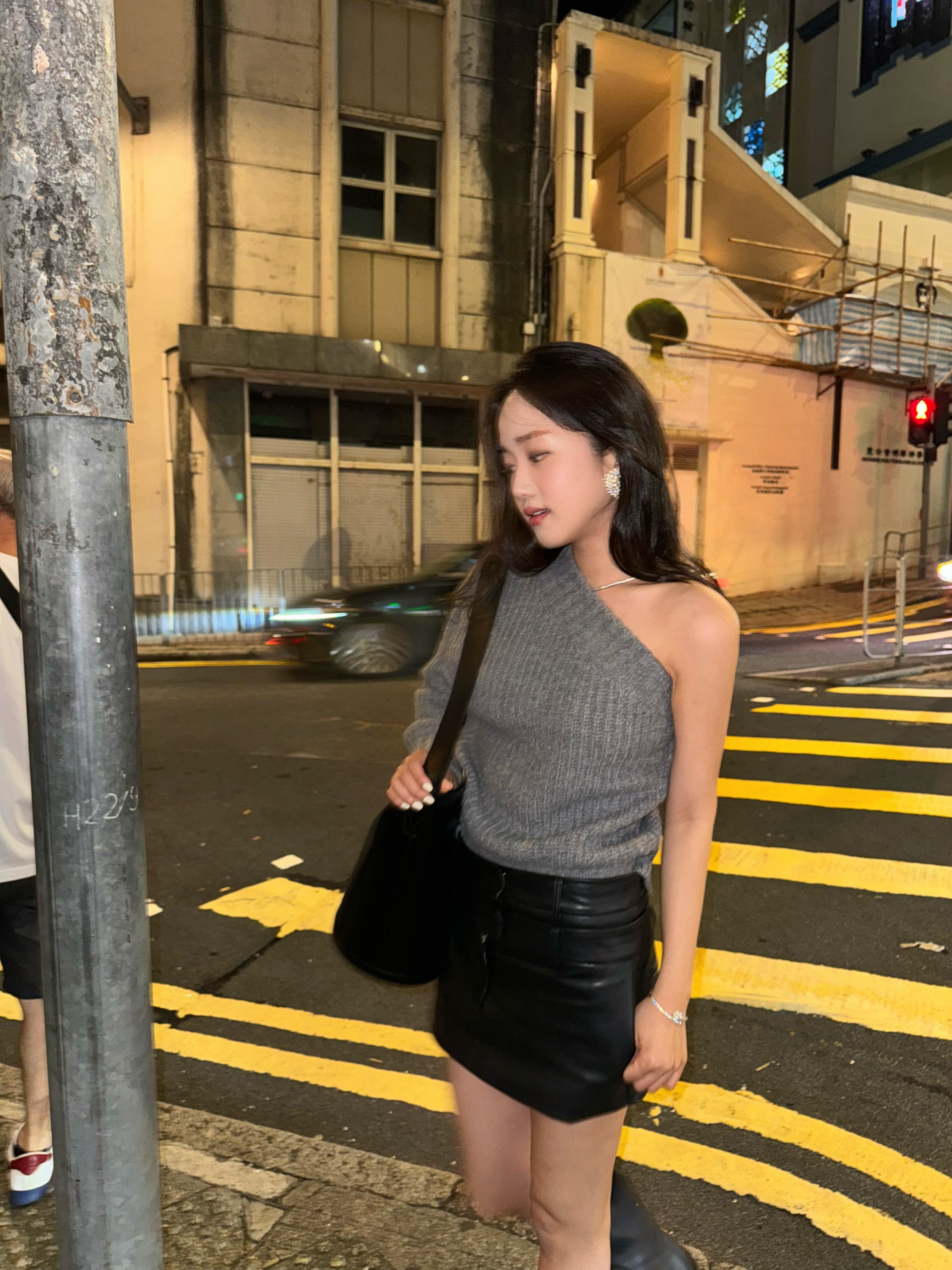 Low Double Eco Leather Skirt