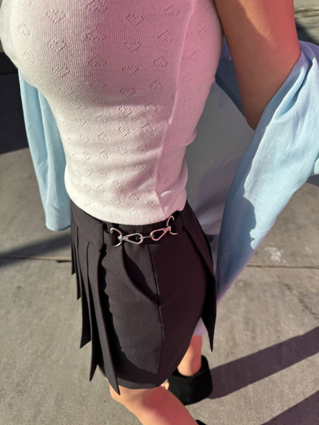 Pleats Layer Clip Miniskirt