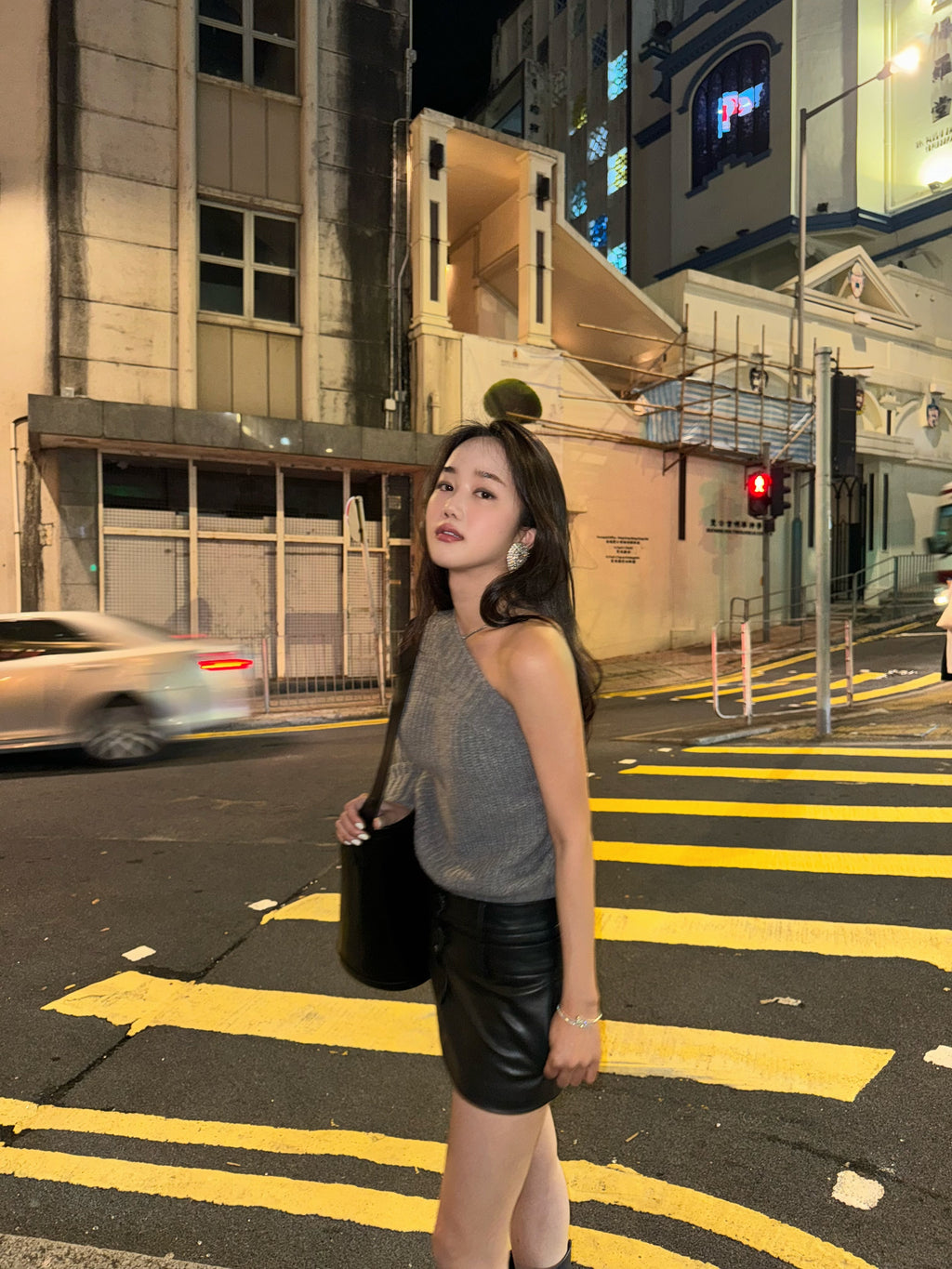 Low Double Eco Leather Skirt