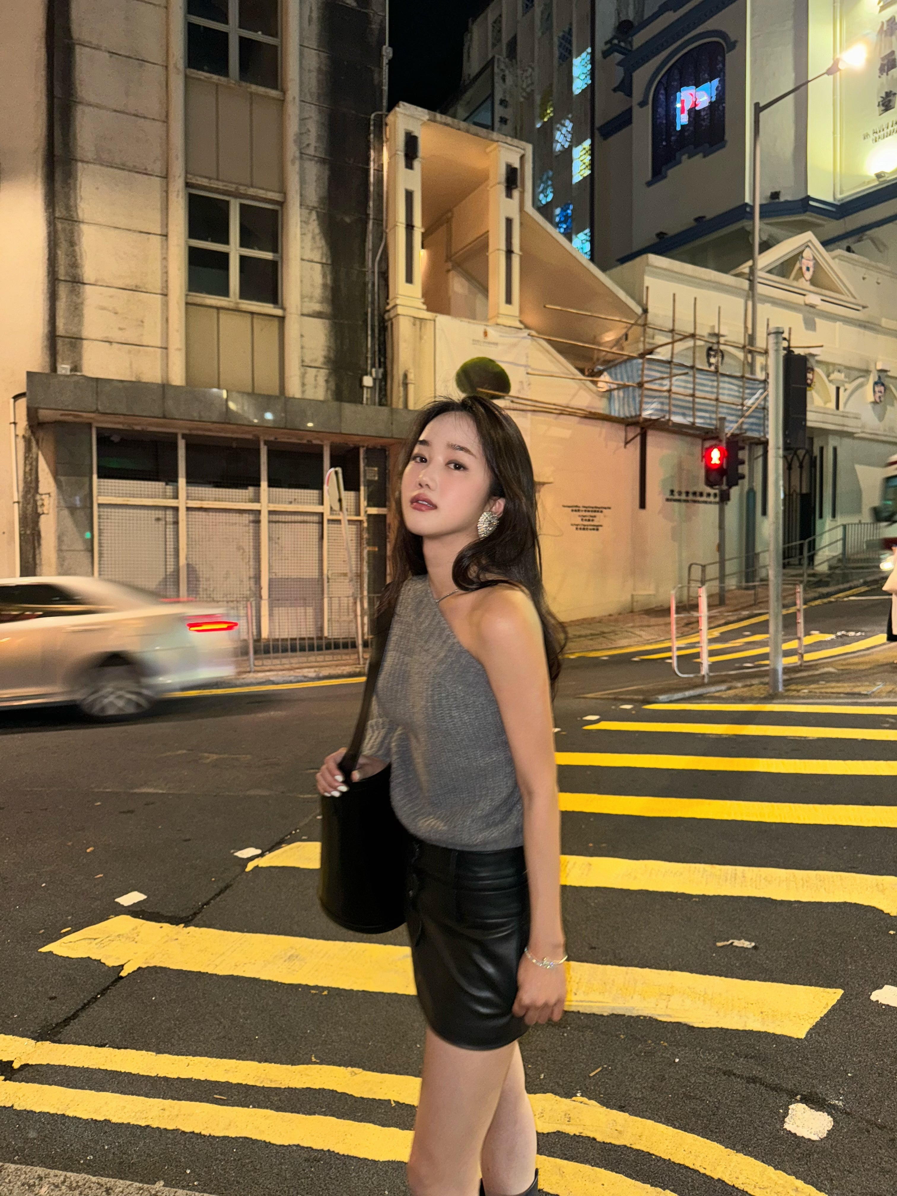 Low Double Eco Leather Skirt