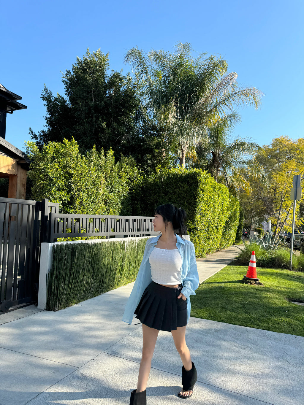 Pleats Layer Clip Miniskirt