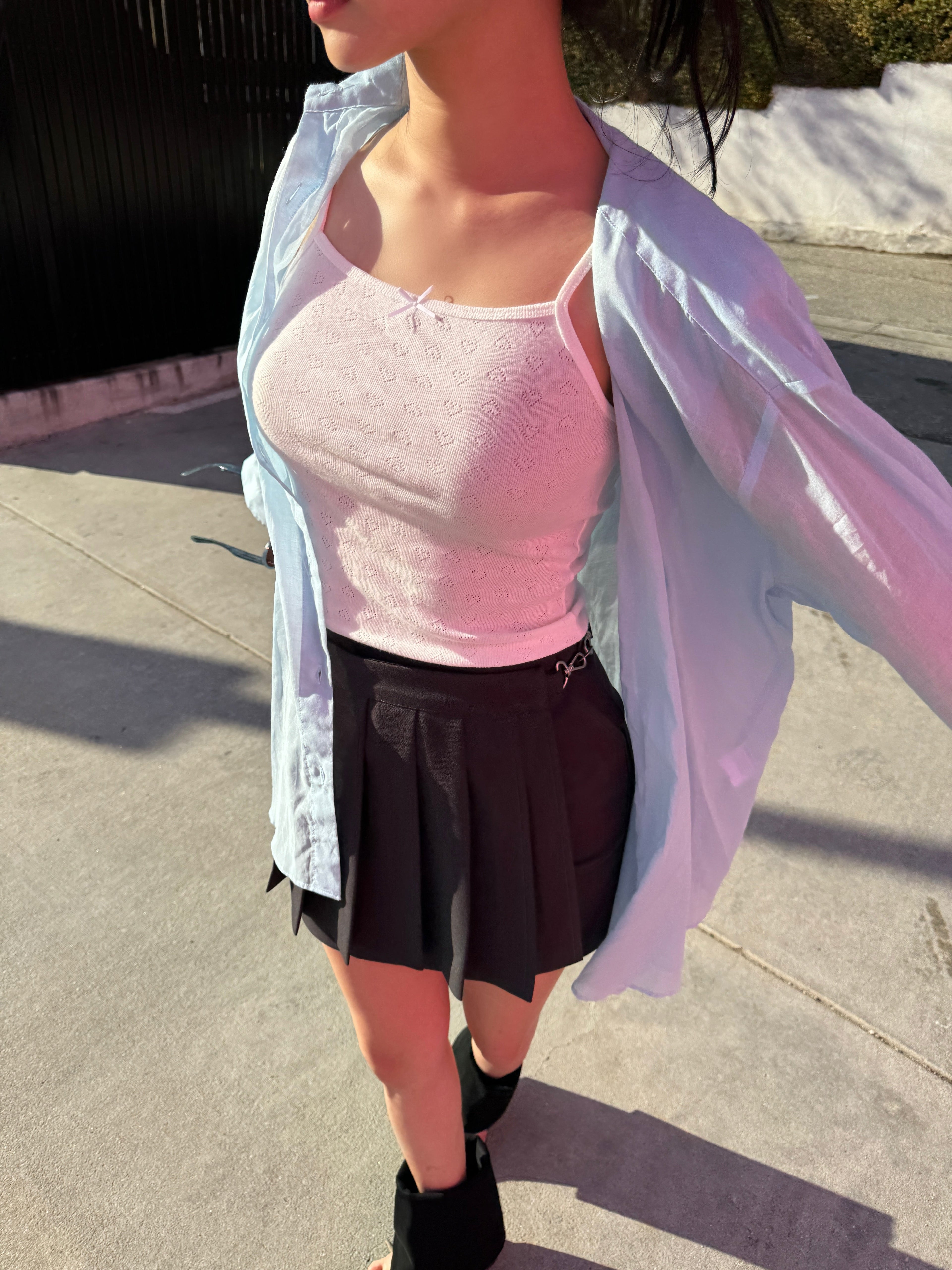 Pleats Layer Clip Miniskirt