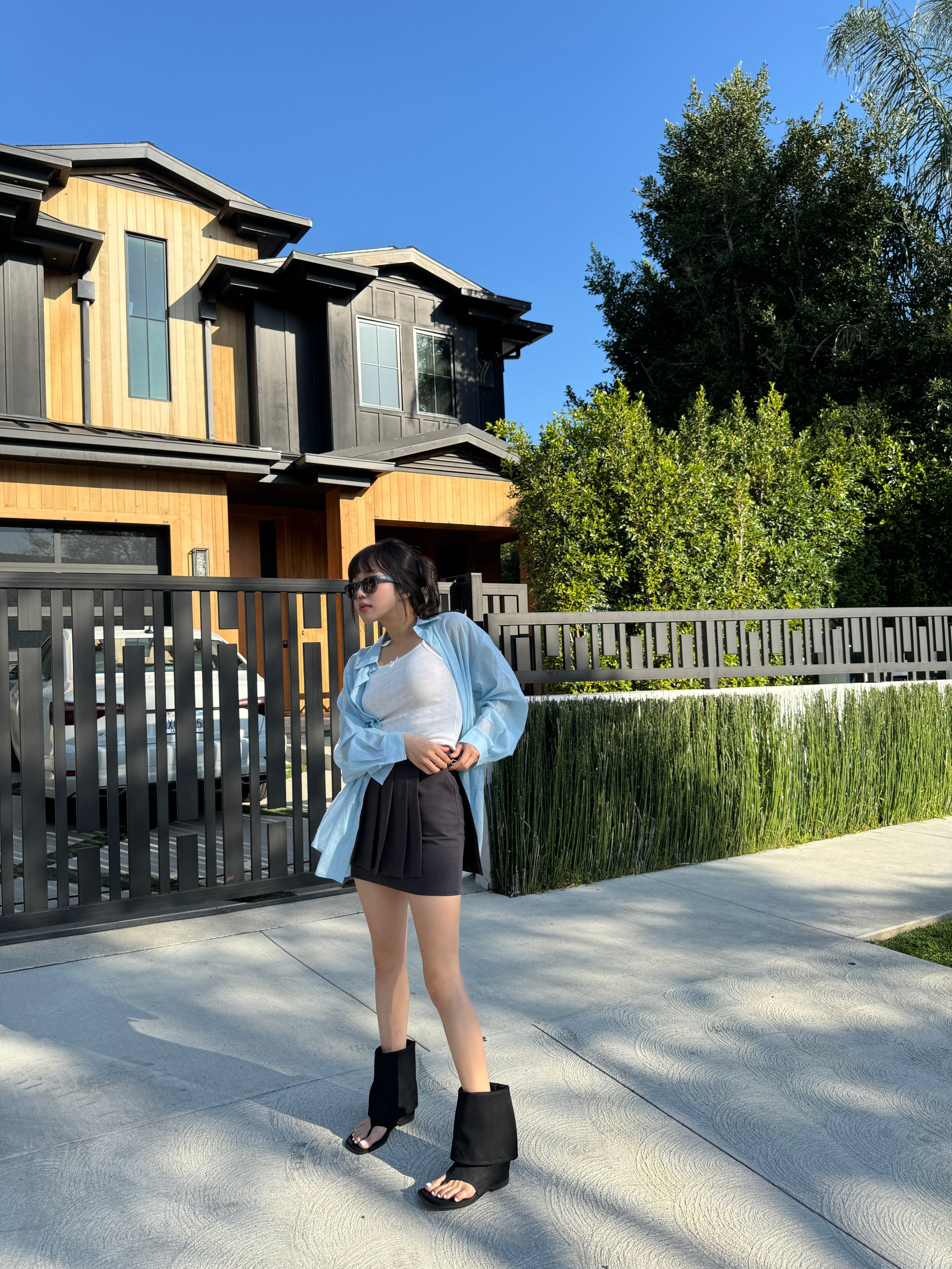 Pleats Layer Clip Miniskirt