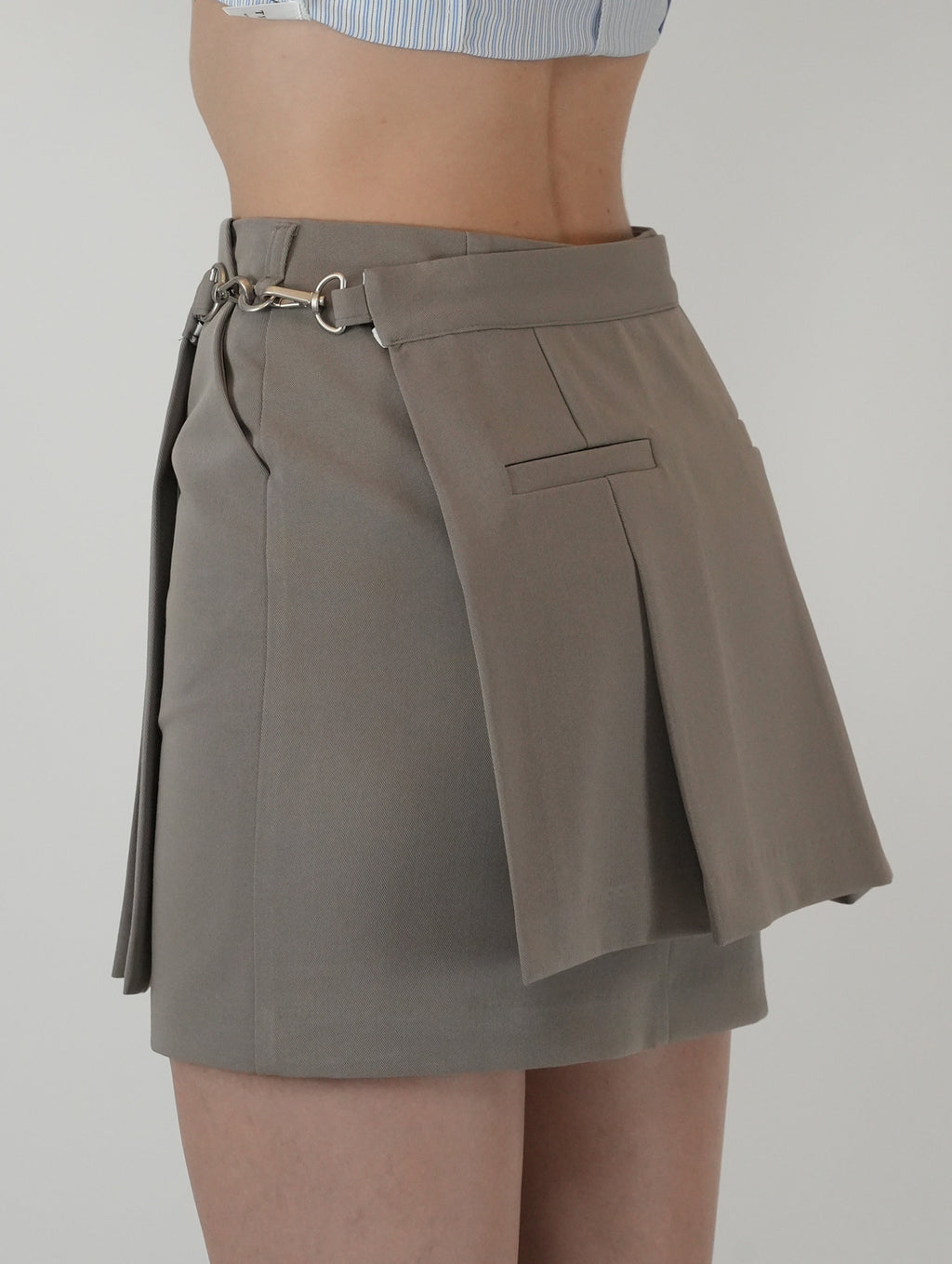 Pleats Layer Clip Miniskirt