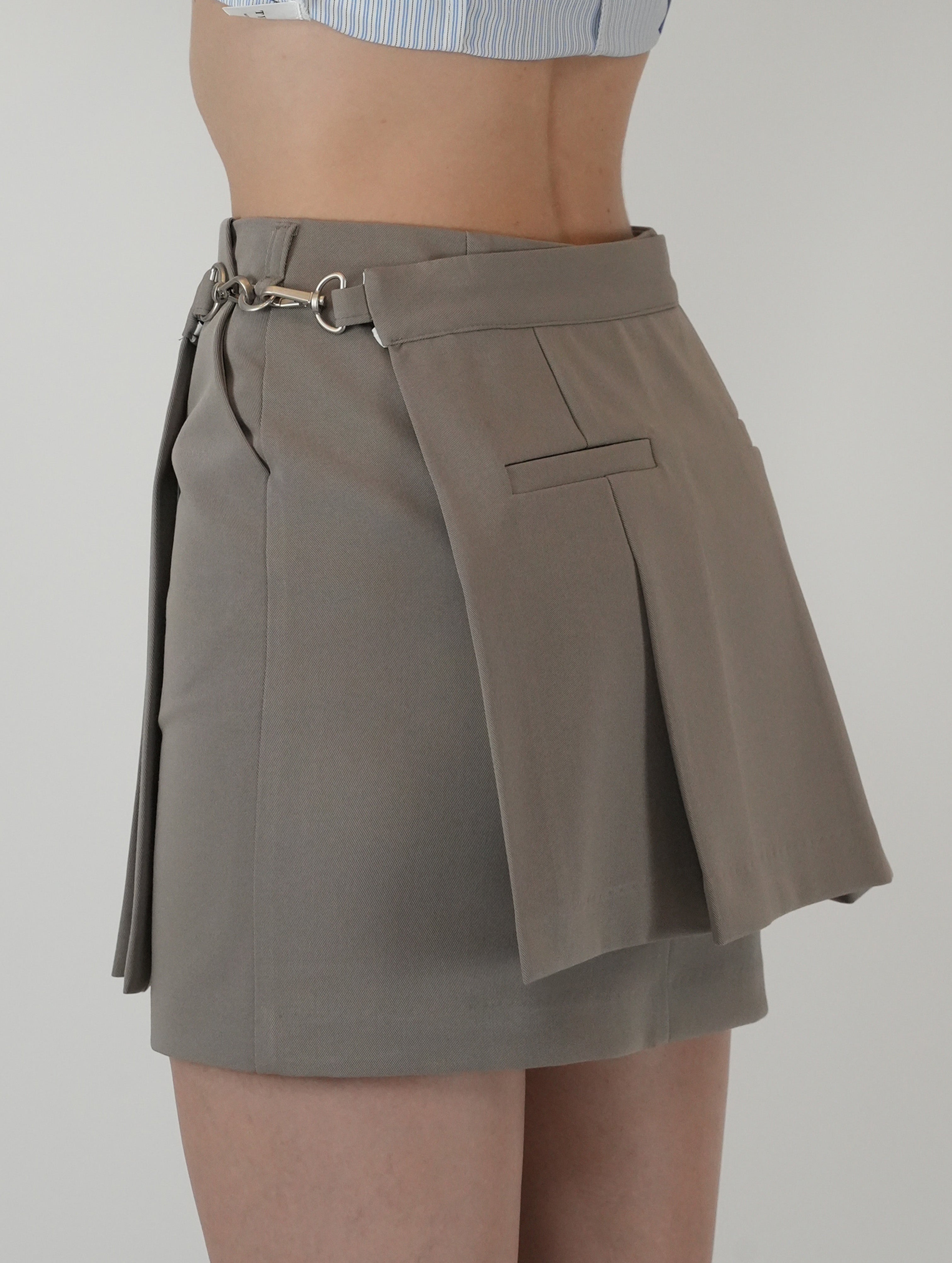 Pleats Layer Clip Miniskirt